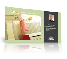 Keller Williams postcard featuring a child in a remodeled bathroom