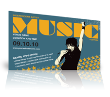 marketing mailer template promoting a music concert