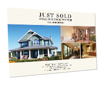 custom just listed postcards in regular and jumbo usps mailing sizes