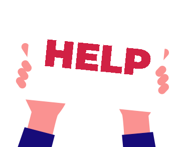 Hands holding a HELP sign