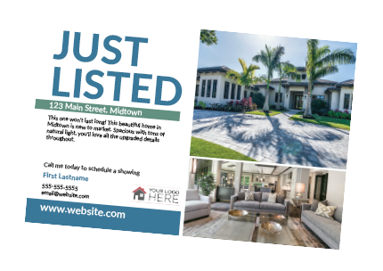 Sample Just Listed real estate postcard